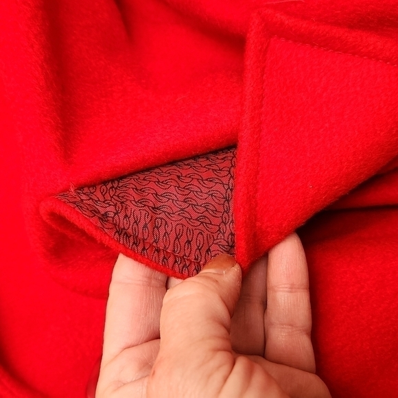 80s Oversized Pleated Red Wool Coat - Picture 8 of 15